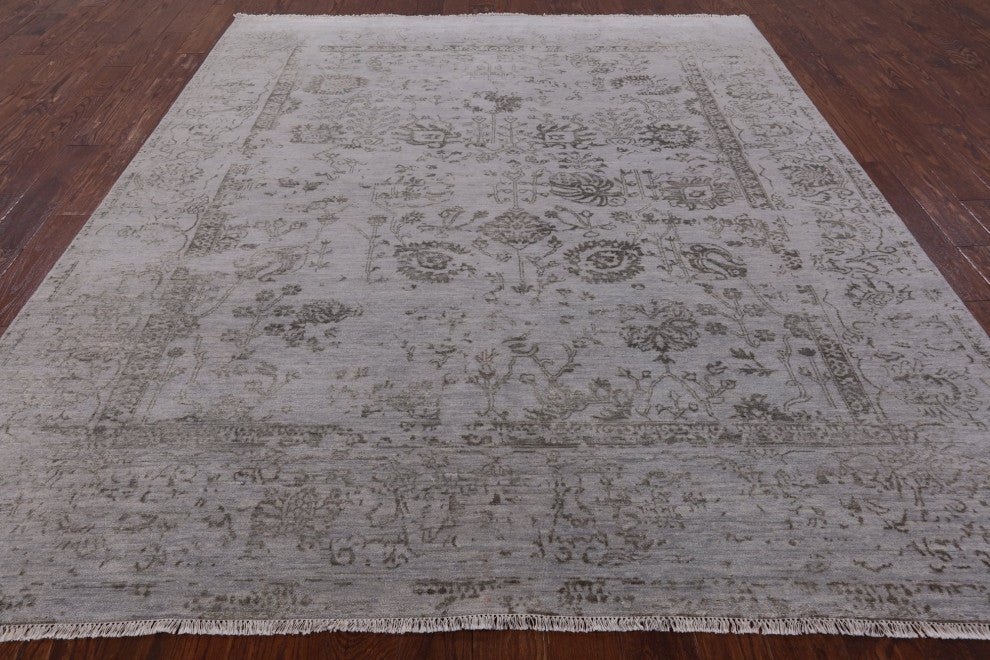 8' 1" X 10' 2" Persian Contemporary Wool and Silk Hand Knotted Area Rug Q3859