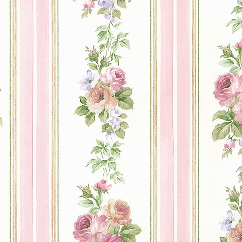 Rose Gardens 2, Romantic Floral Flower White, Rose Wallpaper Roll