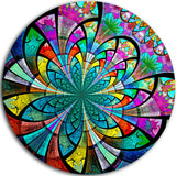 Multi Color Fractal Flower Pattern, Modern Floral Round Wall Art, 23"