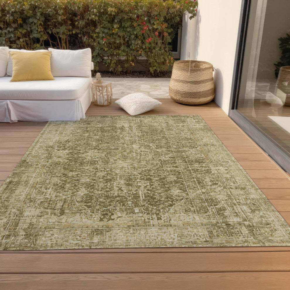 Machine Washable Indoor/Outdoor Chantille ACN1663 Brown 5' x 7'6" Rug