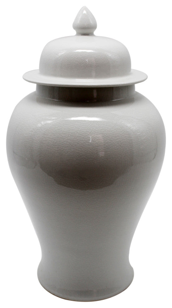 Porcelain Temple Jar White Crackle, M