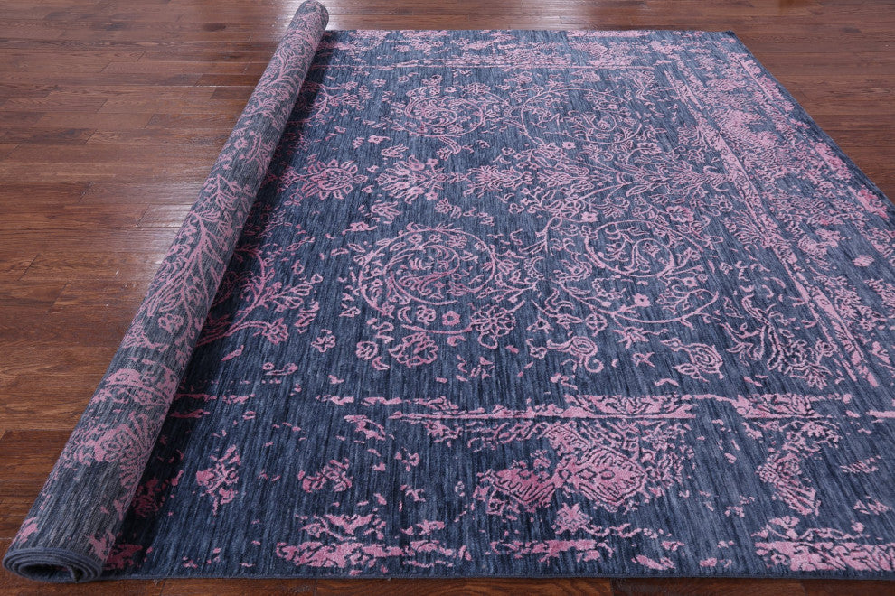 9' 1" X 12' 1" Handmade Persian Wool and Silk Rug Q6264