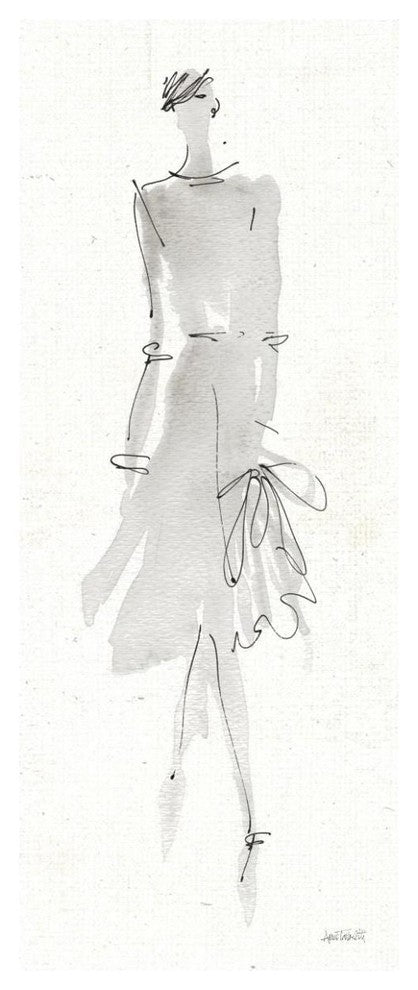 "La Fashion I Gray" Digital Paper Print by Anne Tavoletti, 26"x62"