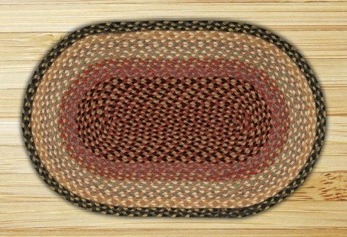 Burgundy/Gray/Cream Oval Braided Rug, 8'x11'