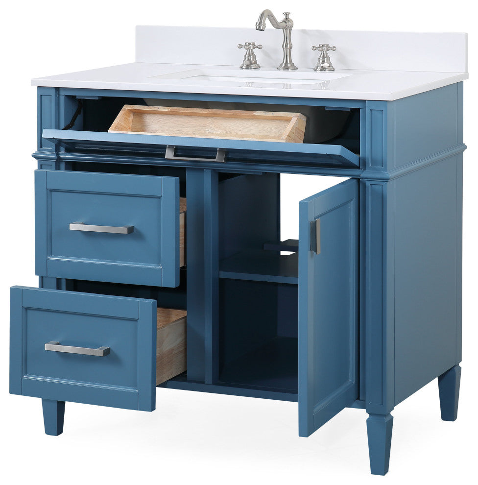 36" Tennant Brand Durand Modern Teal Blue Bathroom Sink Vanity