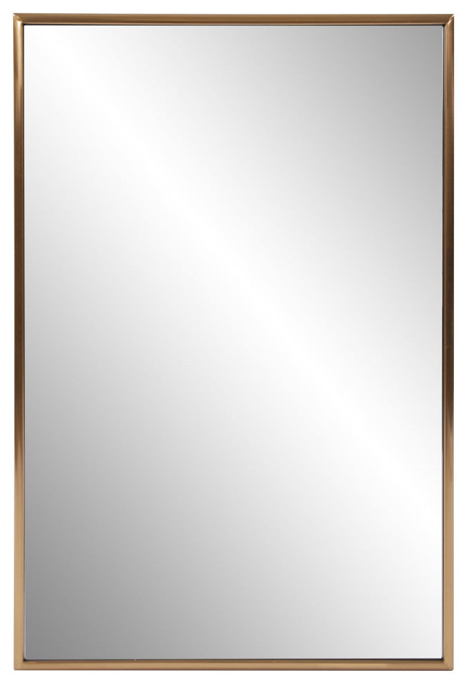 Antiqued Brushed Brass Rectangular Wall Mirror