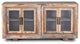 Hughes Sideboard Natural Finish On Reclaimed Wood With Plain Glass 4 Door