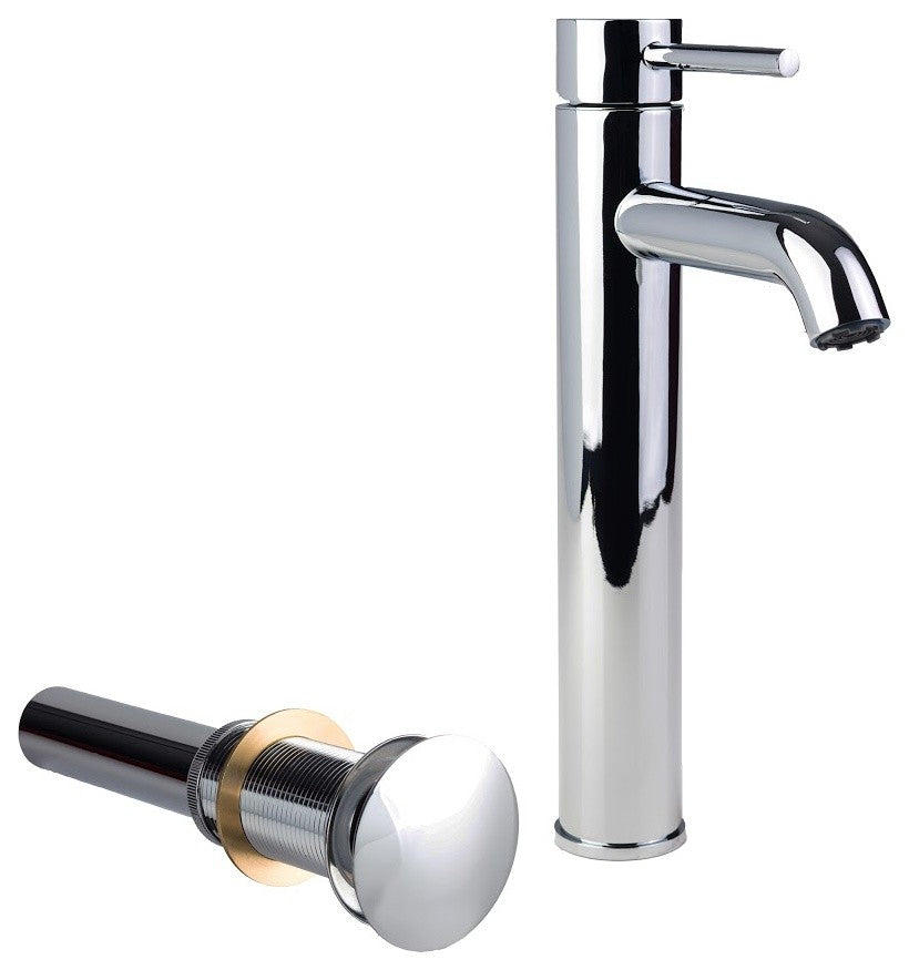 European Vessel Sink Faucet and Drain Set Chrome