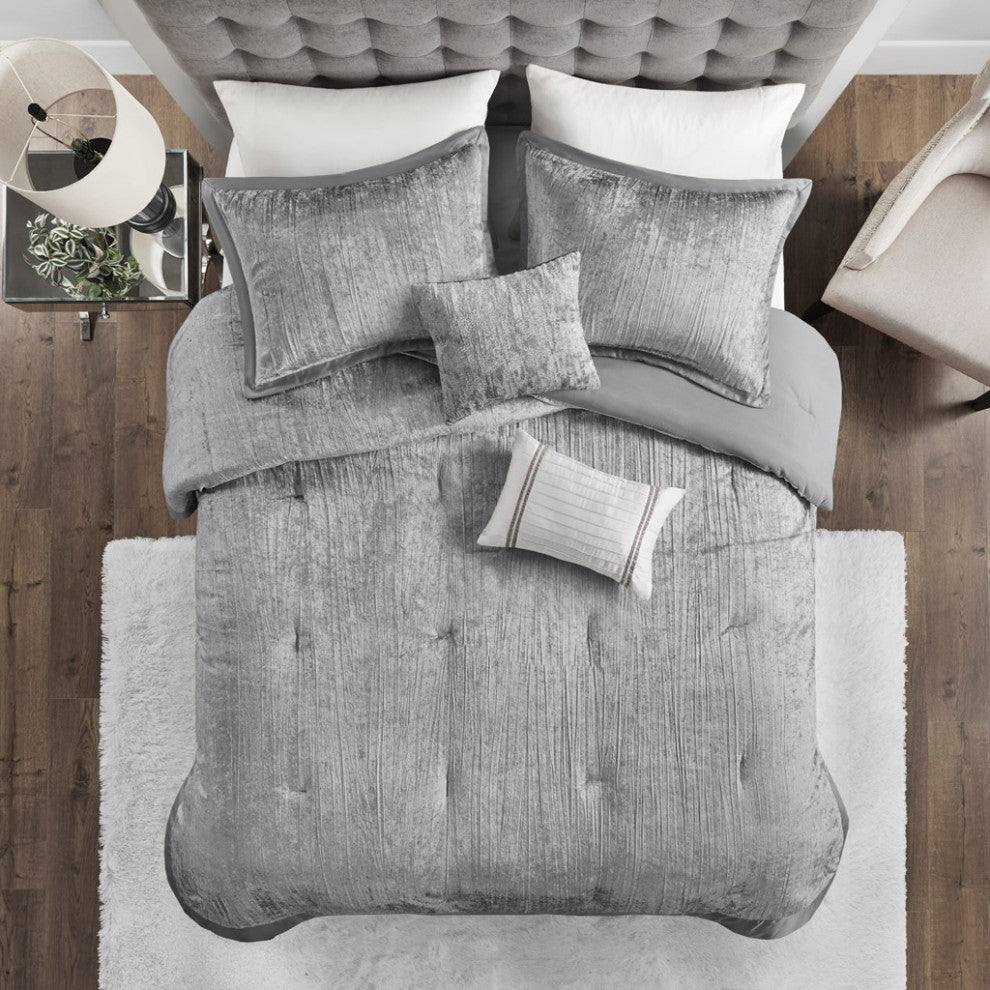 Madison Park Lee 5 Piece Crinkle Velvet Comforter Set