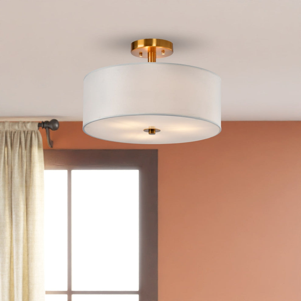 Lazzur Herault 3 Light 16" Brushed Gold Semi-Flush Mount Ceiling Light