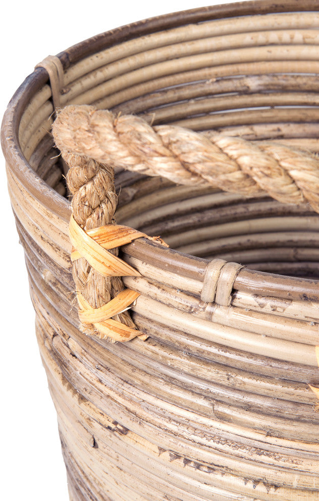 East at Main Durant Brown Rattan Round Basket