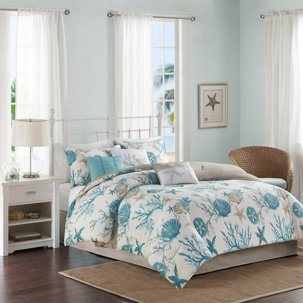 Madison Park Pebble Beach Coastal 7-Piece Cotton Sateen Comforter Set
