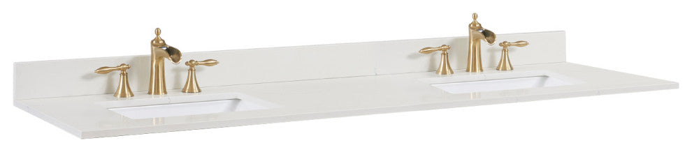 Belluno Engineered Stone Vanity Top, Milano White With White Sink, 73"