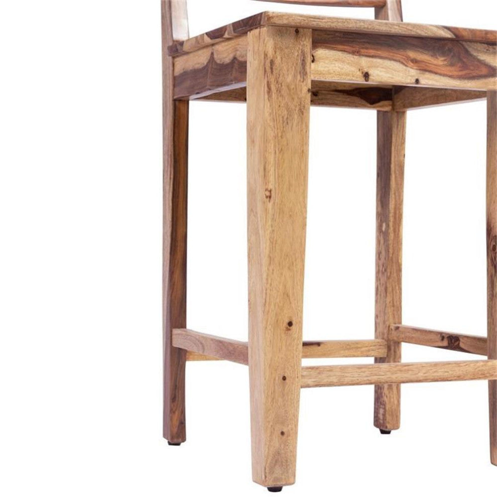 Porter Designs Taos Solid Sheesham Wood 24" Counter Height Dining Chair - Brown