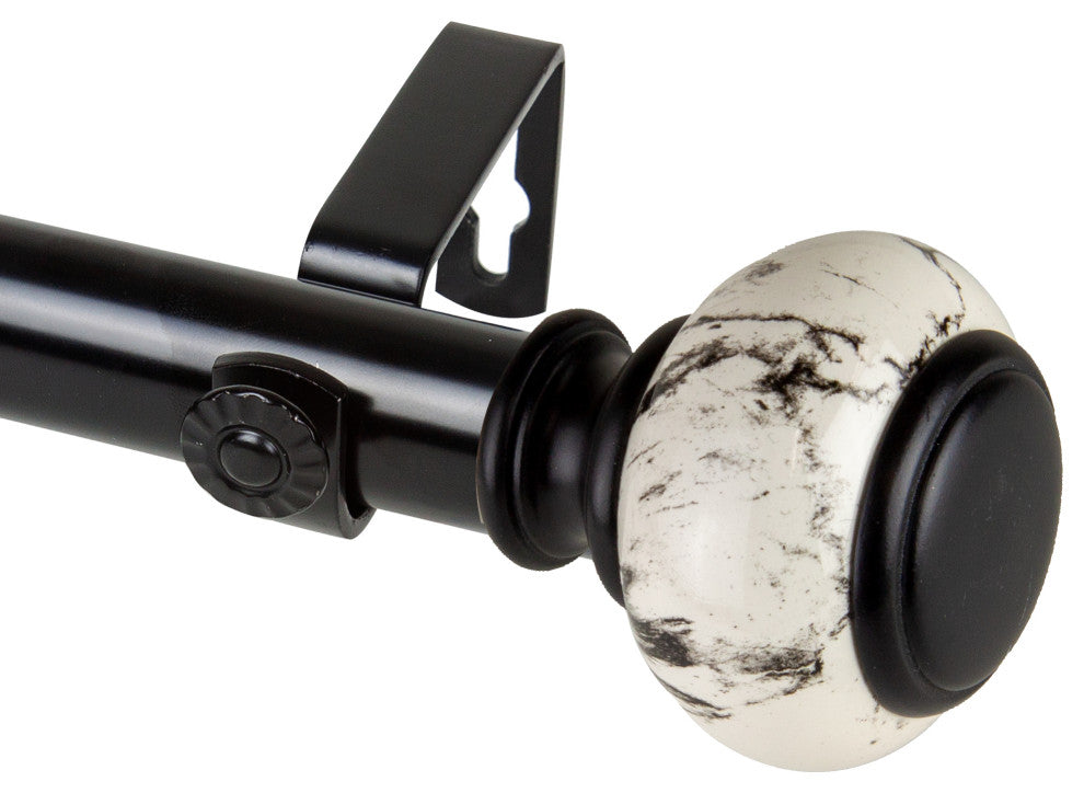Everly 1" Diameter Curtain Rod, Black, 120-170"