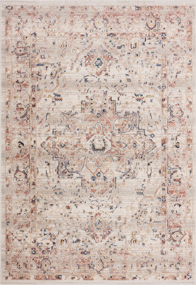 Abani Babylon BYL100C Beige Cream Distressed Medallion Area rug