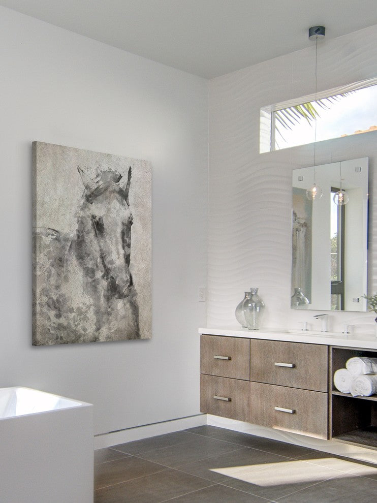 Marmont Hill, "White Grey Horse" by Irena Orlov Painting Wrapped Canvas, 30x45