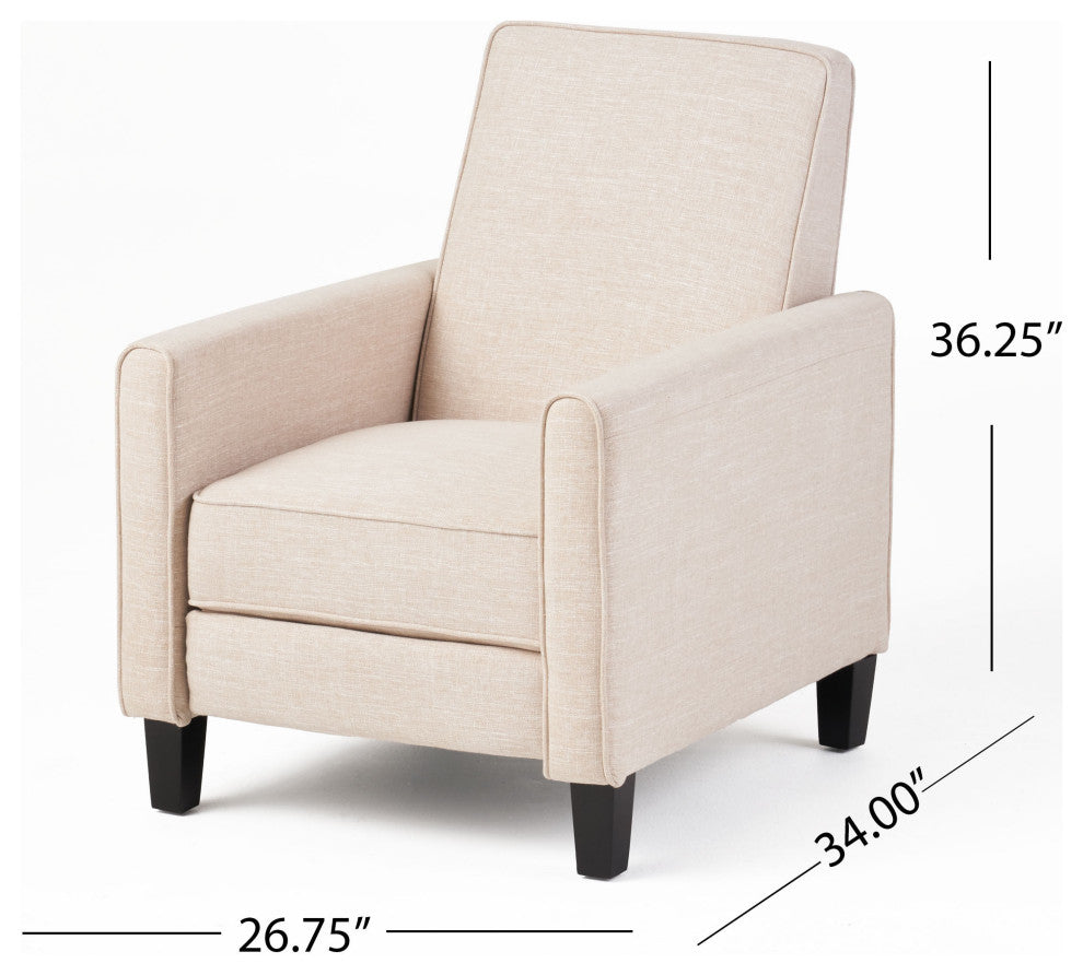 GDF Studio Hinus Indoor Upholstery Club Chair Recliner, Light Beige