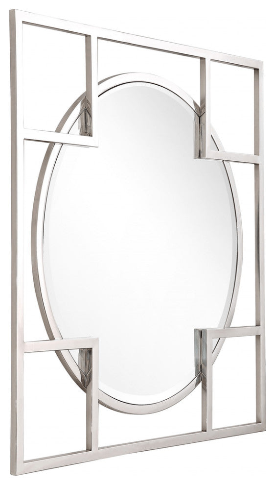 Silver Square Accent Metal Mirror