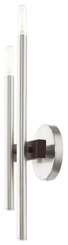 Livex Lighting Denmark 2 Light Brushed Nickel, Bronze Accents ADA Double Sconce
