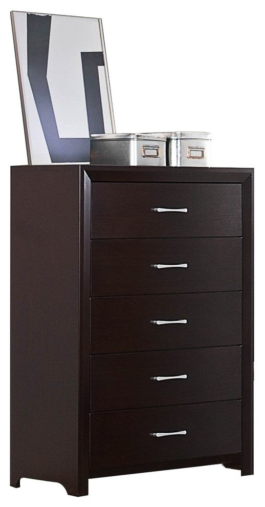 6-Piece Earnest Cal King Bed, 2 Nightstand, Dresser, Mirror, Chest Espresso