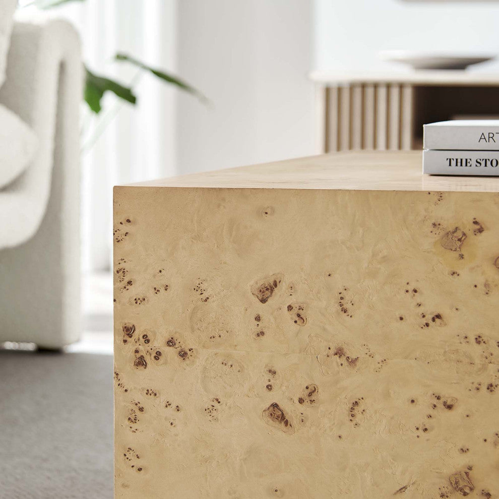 MODWAY Cosmos 36" Square Burl Wood Coffee Table