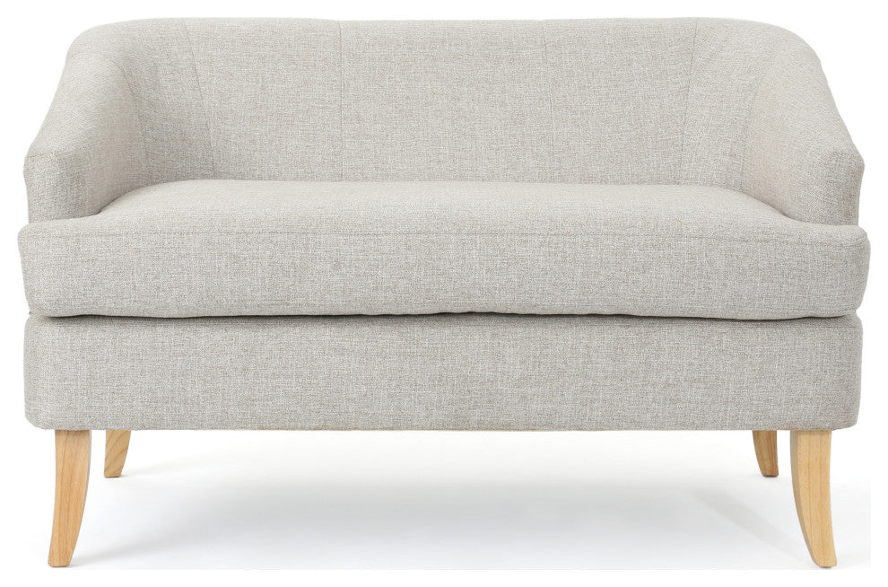 GDF Studio Shelby Mid Century Modern Fabric Loveseat, Beige