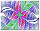 Flower like Fractal Stained Glass, Abstract Wall Art Canvas, 36x28, 3 Panels