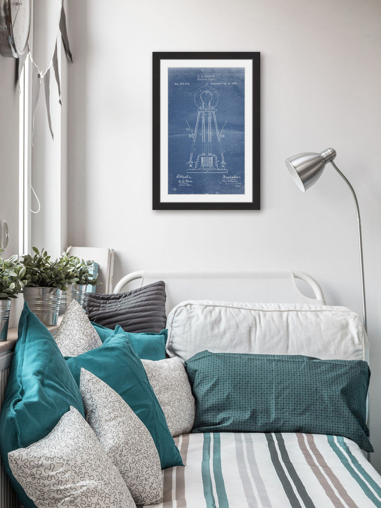 "Edison Light 1881 Blueprint" Framed Painting Print