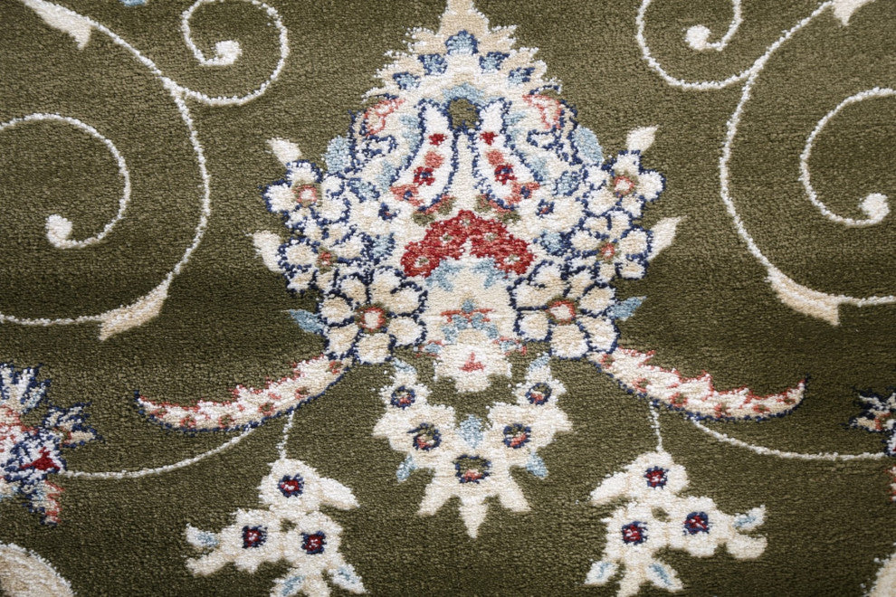Green Floral Medallion Transitional Turkish Rug Oriental Carpet 8x10