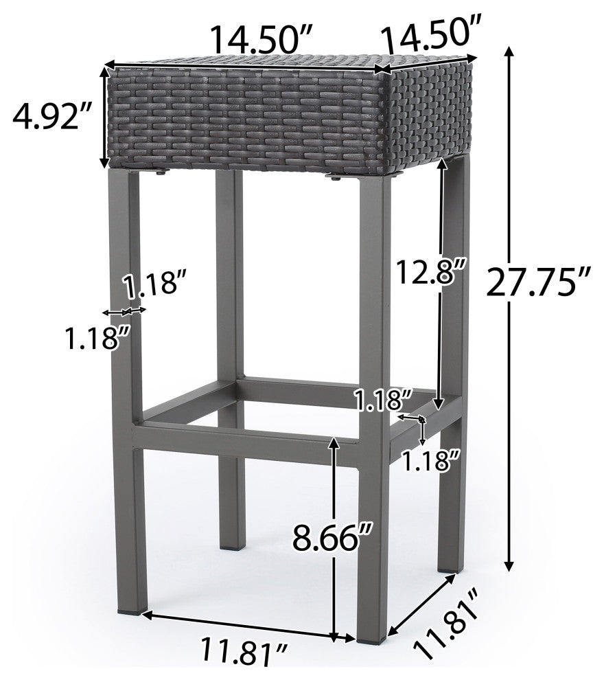GDF Studio Oneida Outdoor Multibrown Wicker Bar Island Set