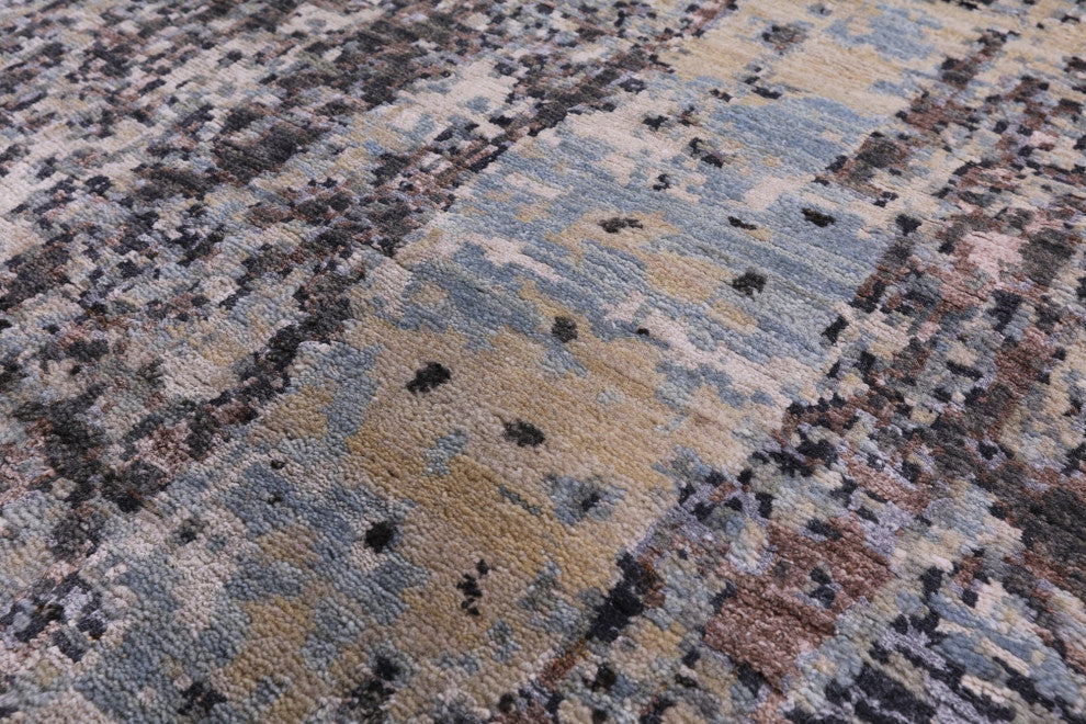 Abstract Wool and Silk Hand Knotted Rug 9' 0" X 12' 3" Q8873