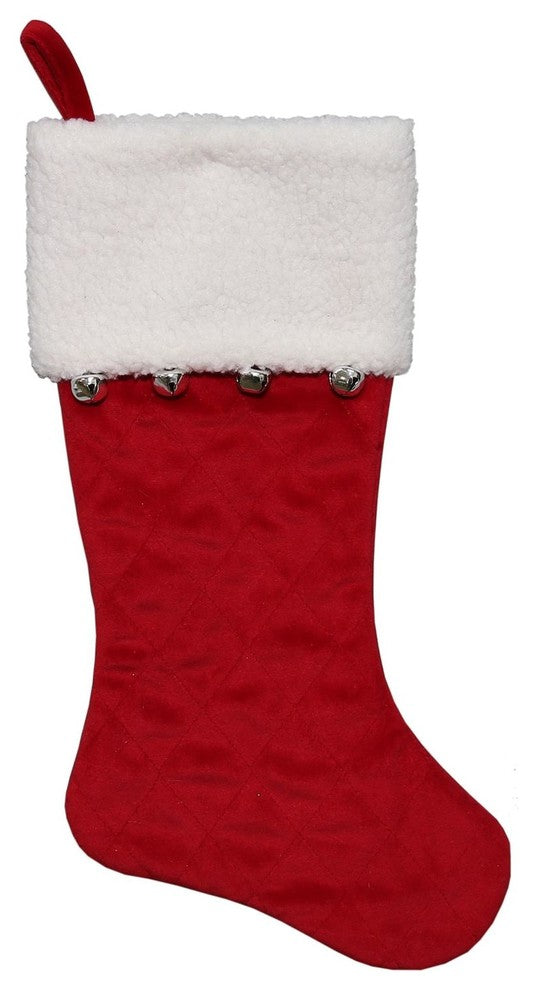 20.5" Red and White Cuff With Jingle Bells Christmas Stocking
