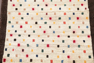 Consigned, Oriental Persian Hand-Knotted Gabbeh Area Rug Wool, Beige, 4'10"X2'6"