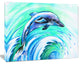 Jumping Dolphin Watercolor, Animal Canvas Art Print, 20"x12"
