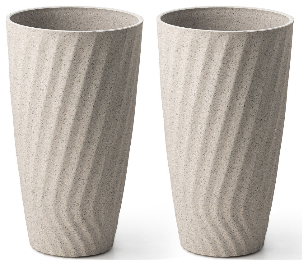 24"H Terrazzo Wave Textured Ceramic Planters, Set of 2