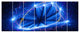 Blue Star Clusters, Abstract Canvas Wall Art, 83"x32", 7 Panels