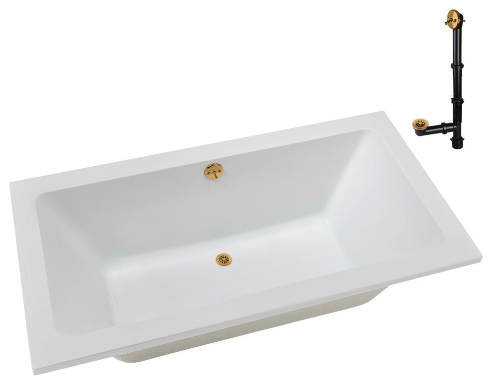 Streamline 66 in. x 34 in. Acrylic Drop-In Bathtub, Brushed Gold