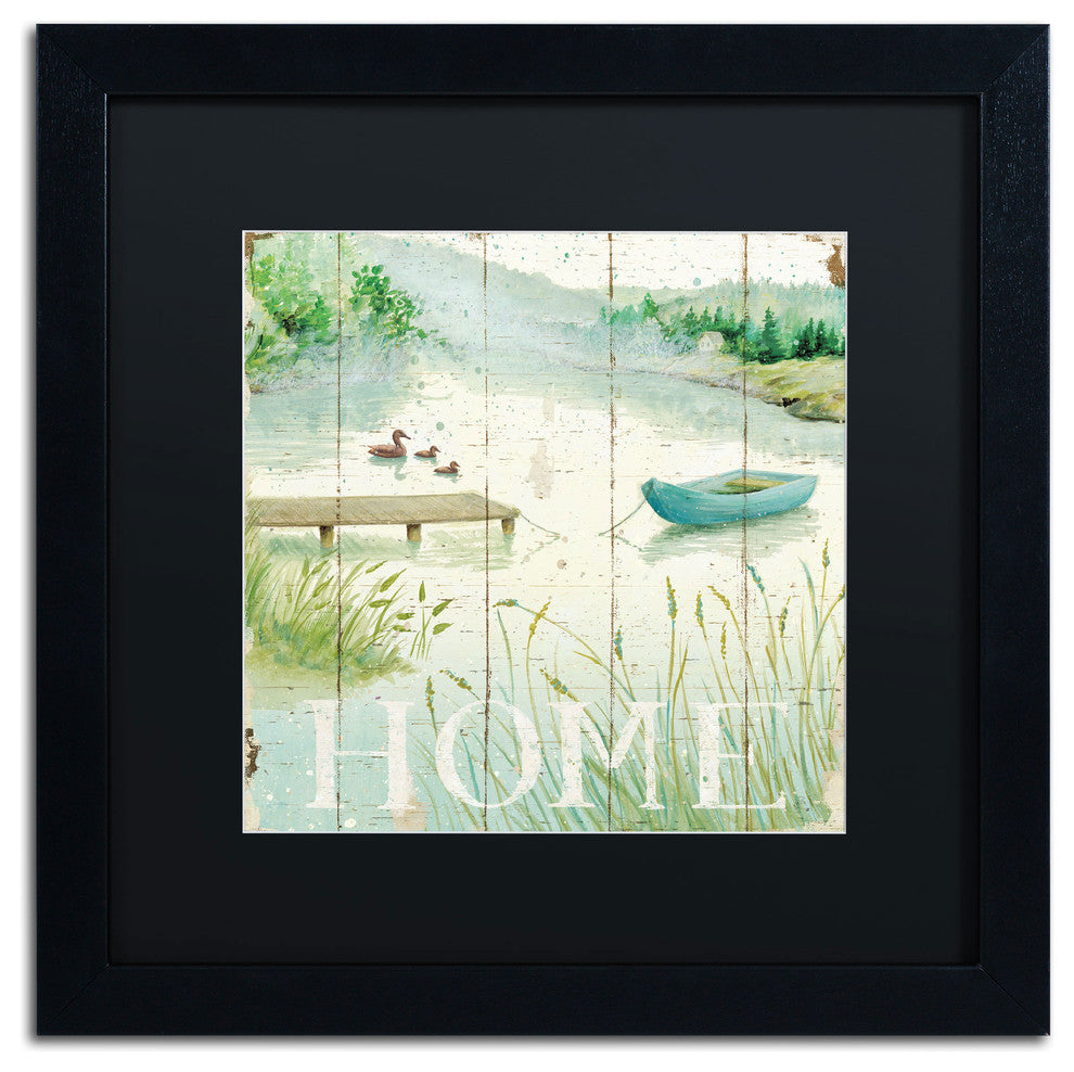 'Lakeside I' Matted Framed Canvas Art by Daphne Brissonnet