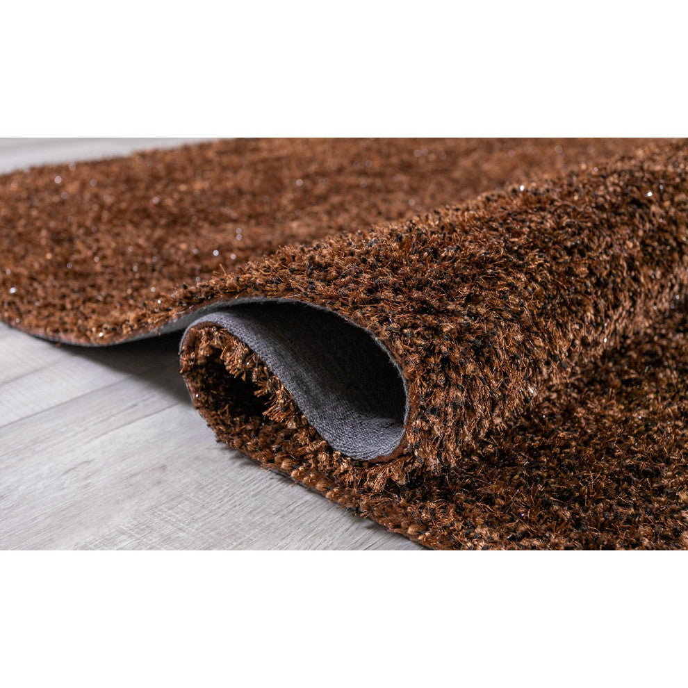 2" x 8" Brown Textured Modern Runner Rug