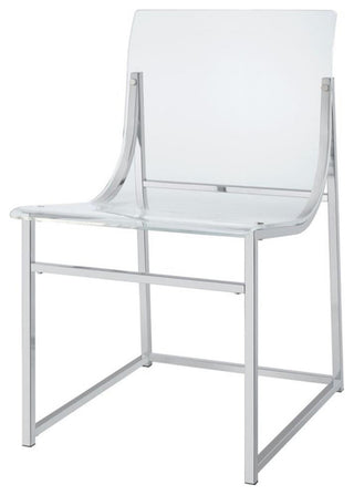 Maklaine 17.75" Modern Metal/Acrylic Dining Side Chair in Chrome
