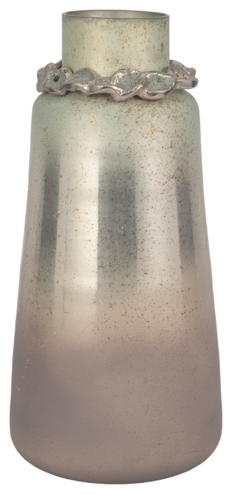 Glass, 17"H, Vase, Bracelet, Nickle, Aloe