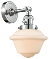 Small Oxford 1-Light Sconce, Polished Chrome, Glass: Matte White Cased