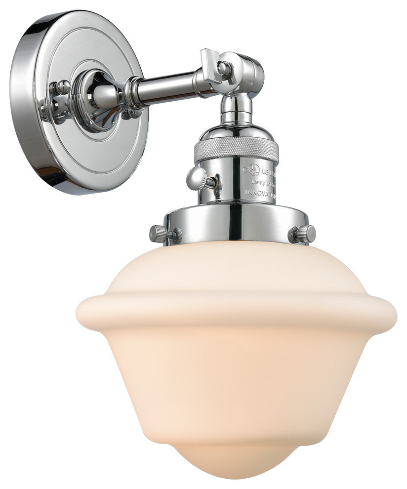 Small Oxford 1-Light Sconce, Polished Chrome, Glass: Matte White Cased