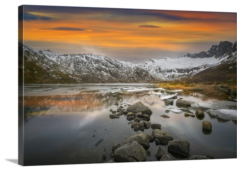 "Lofoten Warm Sunset" Wrapped Canvas Art Print, 36"x24"x1.5"