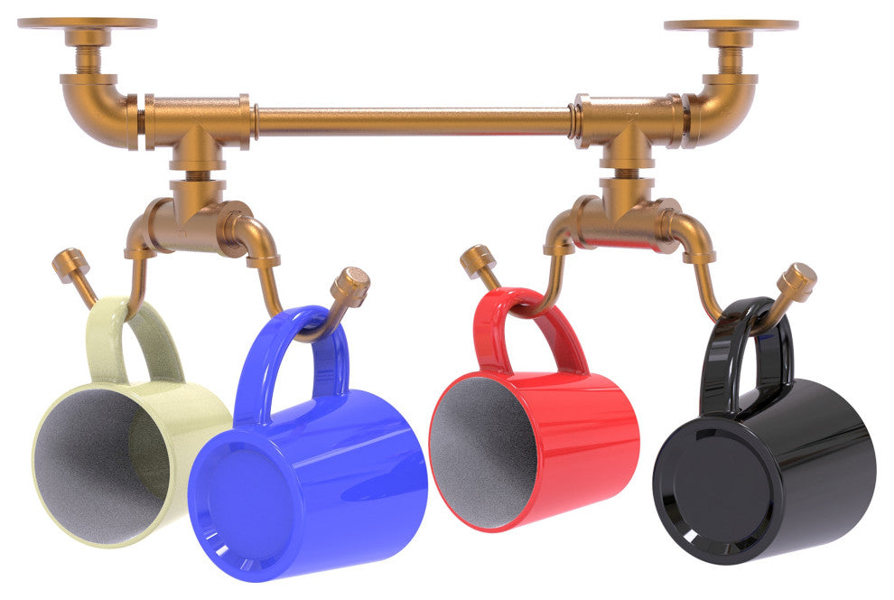 Pipeline Under Cabinet 4 Coffee Mug Rack, Brushed Bronze