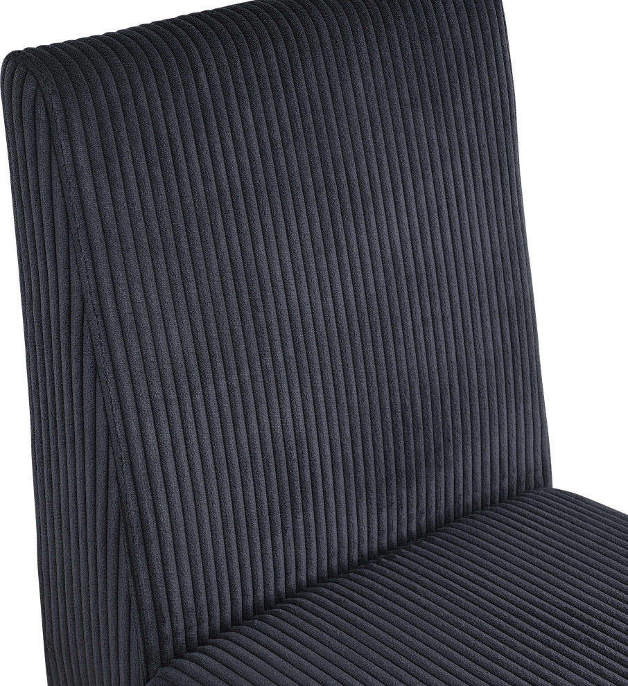 Benson Upholstered Dining Chair, Black, Microsuede Corduroy