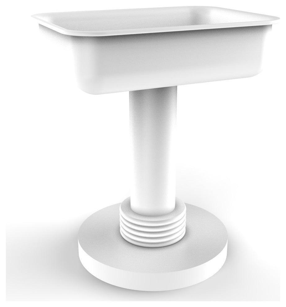 Vanity Top Soap Dish with Groovy Accents, Matte White