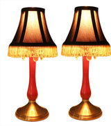 Perlina Accent Lamps, Antique Brass Base and Ruby Red Stem, Set of 2