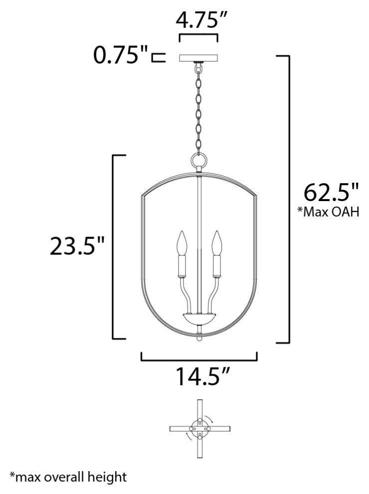 Maxim Lighting Provident 14.5" 4-Light Chandelier, Black, 10034BK